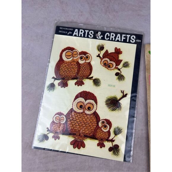 1970s Vintage Mushroom and Owl Decal Stickers - Picture 6 of 9